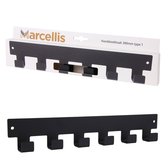 Marcellis - Industriële handdoekhaak - handdoekhouder - ophanghaak - 6 haken - mat zwart - staal - metaal - incl. bevestigingsmateriaal