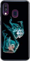Geschikt voor Samsung Galaxy A40 hoesje - Kwal - Zeedieren - Zwart - Siliconen Telefoonhoesje