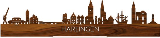 Standing Skyline Harlingen Palissander hout - 60 cm - Woondecoratie design - Decoratie om neer te zetten en om op te hangen - Meer steden beschikbaar - Cadeau voor hem - Cadeau voor haar - Jubileum - Verjaardag - Housewarming - Interieur -