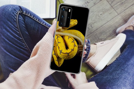 Coque Huawei P40 Pro - Serpent - Branche - Jaune - Coque de téléphone en Siliconen