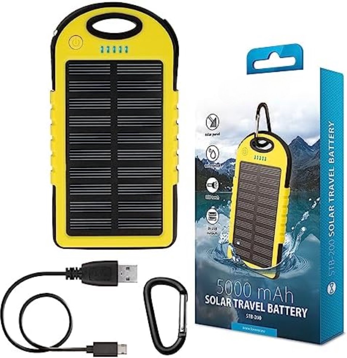 Velox Solar charger - Solar oplader - Solar charger zonnepaneel - Solar charger powerbank - Geel