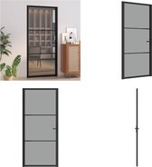 vidaXL Binnendeur 93x201-5 cm ESG-glas en aluminium zwart - Binnendeur - Binnendeuren - Deur - Deuren