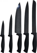 Cchefer CF-JJ06 : Set de couteaux de cuisine 6 pièces avec revêtement antiadhésif et motif diamant - noir