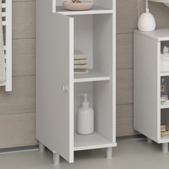 Vicco Badkamerkast Wit 51.5 x 175 cm Hoekkast met 2 deuren, Fynn | Wit | Hoekbadkamermeubel