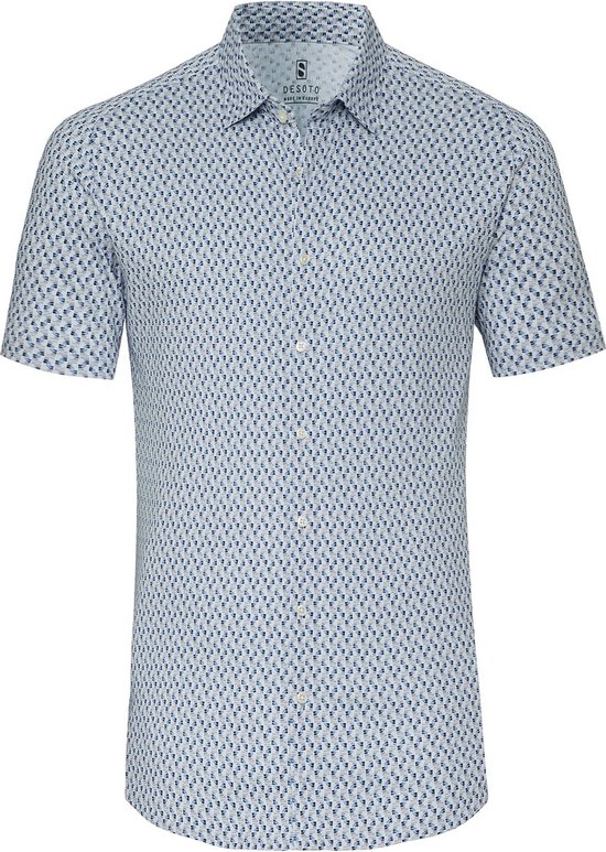 Desoto Short Sleeve Jersey Overhemd Print Blauw Heren Maat 3XL Slim fit bol