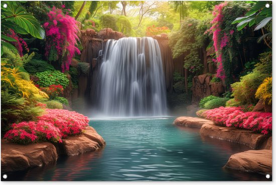 Tuinposter waterval - Natuur - voor buiten - Schutting decoratie - Tuin - Tuindecoratie