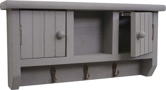 Toetsenbord MCW-A48, sleutelkast met deuren, massief hout MVG-gecertificeerd ~ grijs