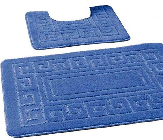 Badmat - Mat Voor In De Badkamer 2-delige Set Wc-matten Met Uitsparing Antislip Wasbaar Hoogpolig Microvezel Badmatset 50 X 60 Cm 50 X 80 Cm Zwart