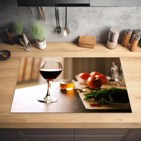 KitchenYeah® Inductie beschermer 81x52 cm - Lekkere rode wijn met groenten - Kookplaataccessoires - Afdekplaat voor kookplaat - Inductiebeschermer - Inductiemat - Inductieplaat mat