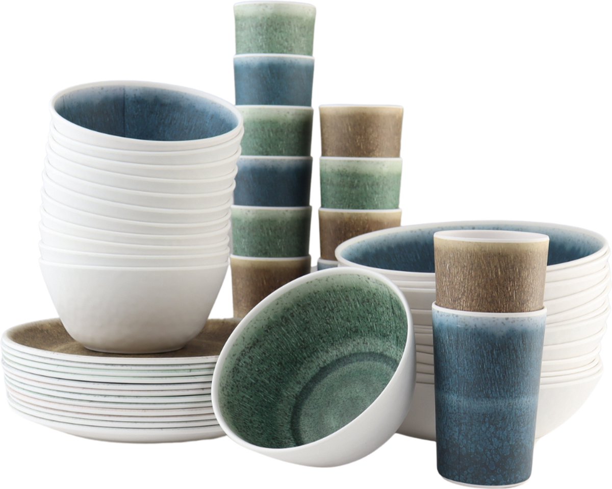Melamin-Geschirr-Set Dolomit - 16-teilig - Für 4 Personen Melamine Plates, Melam