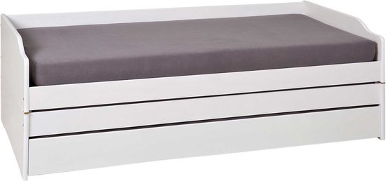 Kajuitbed Lothar 90x200cm 3 slaapplaatsen - white wash - Interlink - Kajuitbedden - Wit - Hout - Kajuitbedden - Kajuitbed