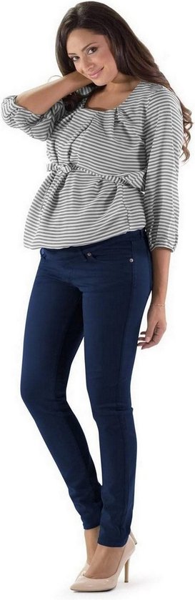 Mamsy - Venezia - Pantalon de grossesse en coton - Coupe slim - Bleu foncé - XL