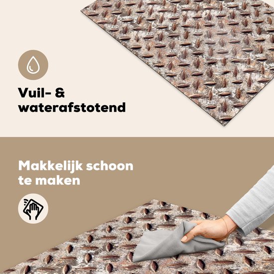 KitchenYeah® Inductie beschermer 76x51.5 cm - Metaal - Platen - Roest print - Patronen - Kookplaataccessoires - Afdekplaat voor kookplaat - Inductiebeschermer - Inductiemat - Inductieplaat mat