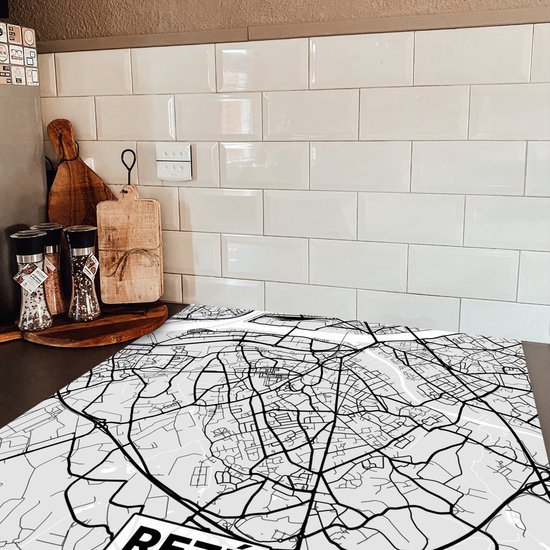 KitchenYeah® Inductie beschermer 78x78 cm - Frankrijk - Rezé - Stadskaart - Plattegrond - Kaart - Kookplaataccessoires - Afdekplaat voor kookplaat - Inductiebeschermer - Inductiemat - Inductieplaat mat