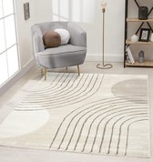 Flycarpets Eyoa Modern Vloerkleed Japandi - Beige / Creme - Laagpolig - 120x170 cm