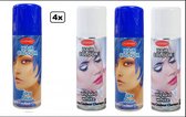 4x Haarspray blauw/wit 125 ml - Word bezorgd in doos ivm beschadeging - Festival thema feest carnaval haar kleurspray party