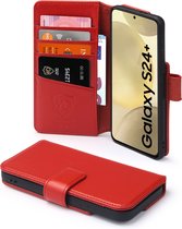 Coque pour Samsung Galaxy S24 Plus (S24+) - Bookcase portefeuille de Luxe MobyDefend - Rouge - Étui de téléphone portable - Étui de téléphone adapté pour Samsung Galaxy S24 Plus (S24+)