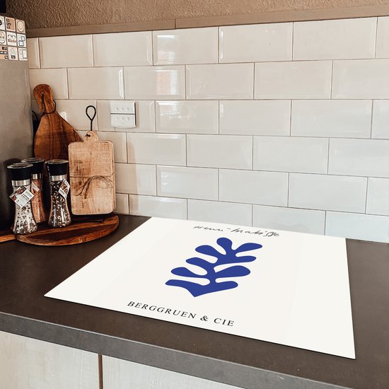 KitchenYeah® Inductie beschermer 65x52 cm - Abstract - Blauw - Kunst - Matisse - Kookplaataccessoires - Afdekplaat voor kookplaat - Inductiebeschermer - Inductiemat - Inductieplaat mat