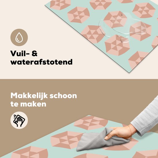 KitchenYeah® Inductie beschermer 80.2x52.2 cm - Zomer - Parasols - Lichtblauw - Kookplaataccessoires - Afdekplaat voor kookplaat - Inductiebeschermer - Inductiemat - Inductieplaat mat