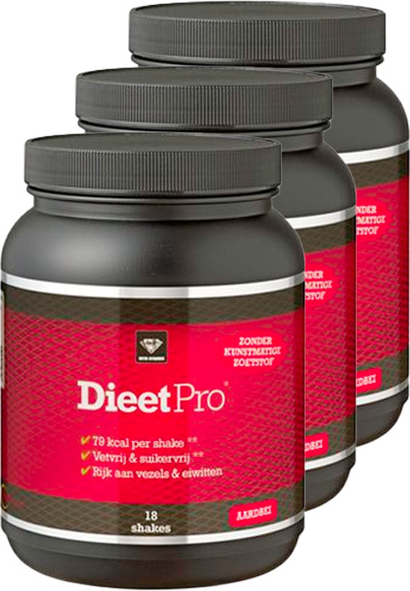 Bol.com Dieet Pro | Stevia | Aardbei | 3 stuks | 3 x 400 g aanbieding