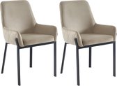 PASCAL MORABITO Set van 2 stoelen met fluweel en metalen armleuningen - Beige - CAROLONA - van Pascal Morabito L 57 cm x H 85 cm x D 60.5 cm