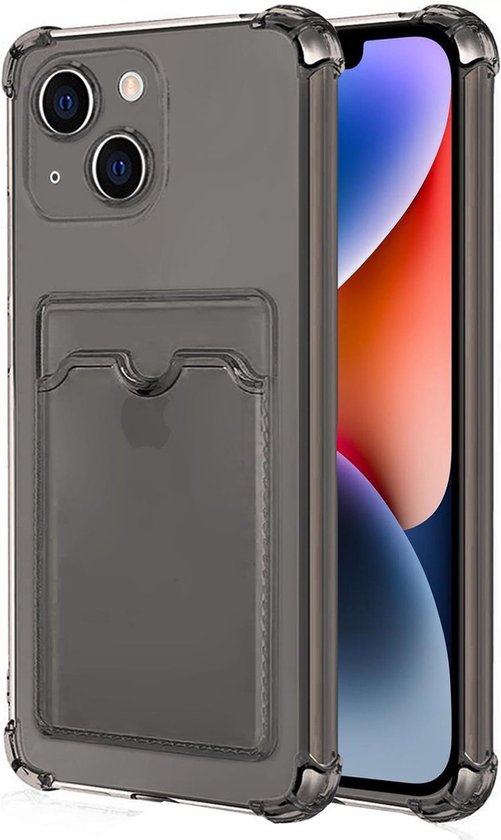 Étui en TPU résistant aux chocs avec porte-cartes Convient pour : Apple iPhone 13 - Grijs - Étui avec porte-carte arrière