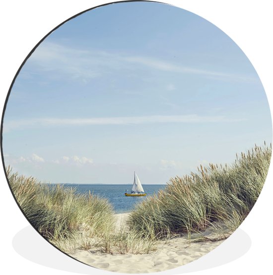 Dunes avec la mer du Nord en arrière-plan Cercle mural aluminium ⌀ 30 cm / Mer et plage - impression photo sur cercle mural / cercle vivant / cercle de jardin (décoration murale)
