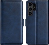 Samsung Galaxy S24 Ultra Hoesje - MobyDefend Luxe Wallet Book Case (Sluiting Zijkant) - Blauw - GSM Hoesje - Telefoonhoesje Geschikt Voor Samsung Galaxy S24 Ultra