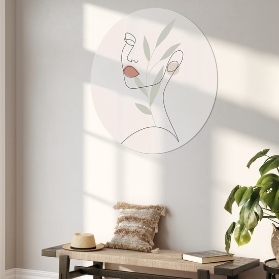 Label2X - Cercle mural dessin au trait - Ø 80 cm - Dibond - Multicolore - Cercle mural - Tableau rond - Décoration murale Cercle - Décoration murale ronde - Décoration pour salon ou chambre