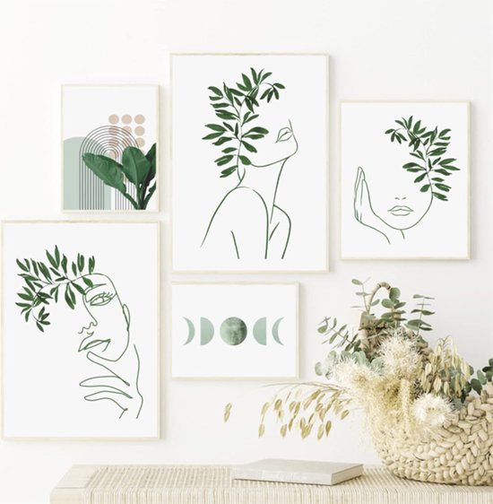 DLKAJFK Set van 3 abstracte boho-posters, lijntekening voor