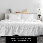 Hotelkwaliteit Dekbedovertrek Katoen Satijn 400TC - 200x220- Extra luxe & zacht - Wit
