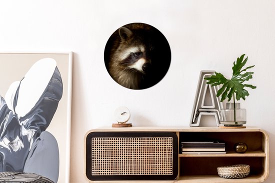 Wall Circle - Wall Circle - Raton laveur - Animaux sauvages - Zwart - Aluminium - ⌀ 30 cm - Intérieur et extérieur