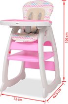 vidaXL Kinderstoel - 3-in-1 verstelbaar met blad - roze en wit - 72 x 62.5 x 106 cm - Kinderstoel
