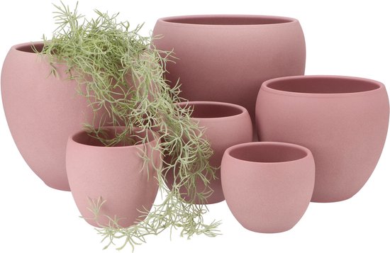 DK Design Pot de fleurs/pot de fleurs - 2x - Vinci - rose clair mat - pour plante d'intérieur - D11 x H14 cm