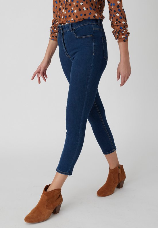 Damart - 5-pocketjeans met effect platte buik, Perfect Fit by Damart 7/8-jeans, slim fit - Dames - Blauw - 50