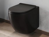 WC suspendu en céramique noir mat sans rebord - JAVOINE L 36 cm x H 36 cm x P 53,5 cm
