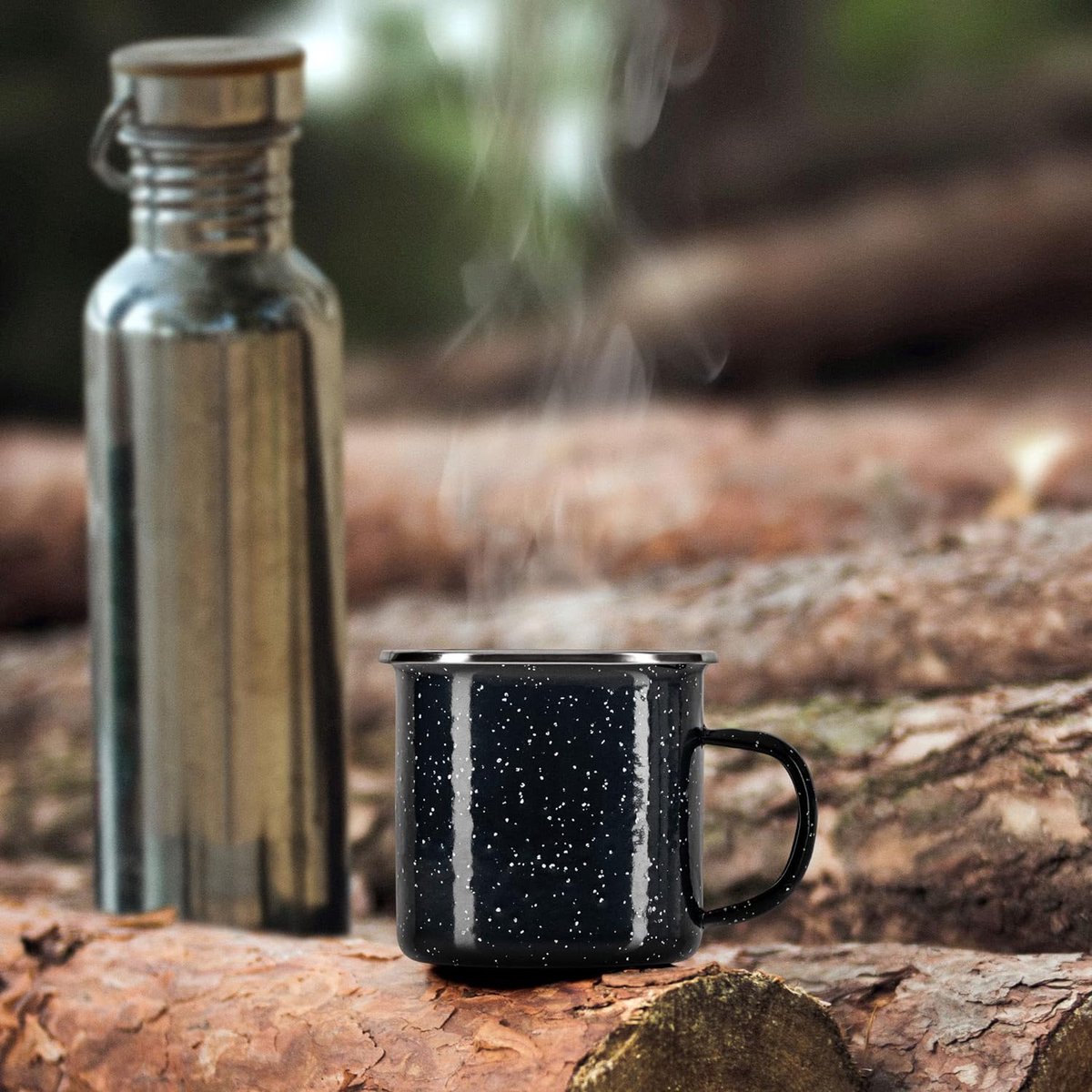 Lot De 3 Tasses En émail Acier Inoxydable - 350 Ml, Idéales Camping Et Cadeau