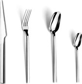 Bestekset voor 6 personen, moderne roestvrijstalen besteksets, 24-delig, bestekset met mes, vork, lepel voor restaurants, vierkant ontwerp en vaatwasmachinebestendig