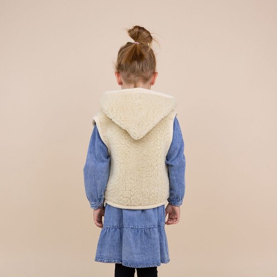 Gilet Kids Wool Beige À Capuche