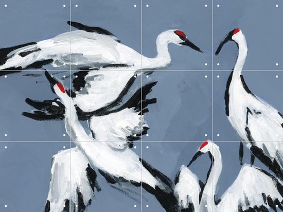 IXXI Cranes on Dutch Blue - Wanddecoratie - Dieren en insecten - 80 x 60 cm