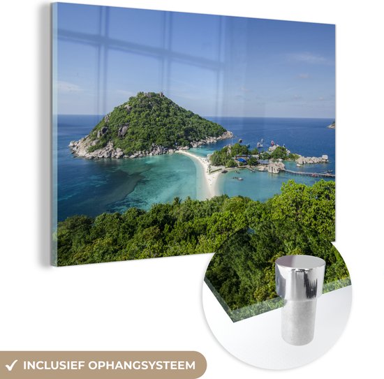 MuchoWow® Glasschilderij 120x80 cm - Schilderij acrylglas - Eilanden voor de kust van Ko Tao Thailand - Foto op glas - Schilderijen