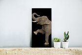 Wanddecoratie Metaal - Aluminium Schilderij Industrieel - Olifant - Dieren - Zwart - Portret - 20x40 cm - Dibond - Foto op aluminium - Industriële muurdecoratie - Voor de woonkamer/slaapkamer