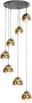 QAZQA pallon - Art Deco Grote hanglamp voor boven de eettafel | in eetkamer - 7 lichts - Ø 65 cm - Zwart Goud - Woonkamer | Slaapkamer | Keuken