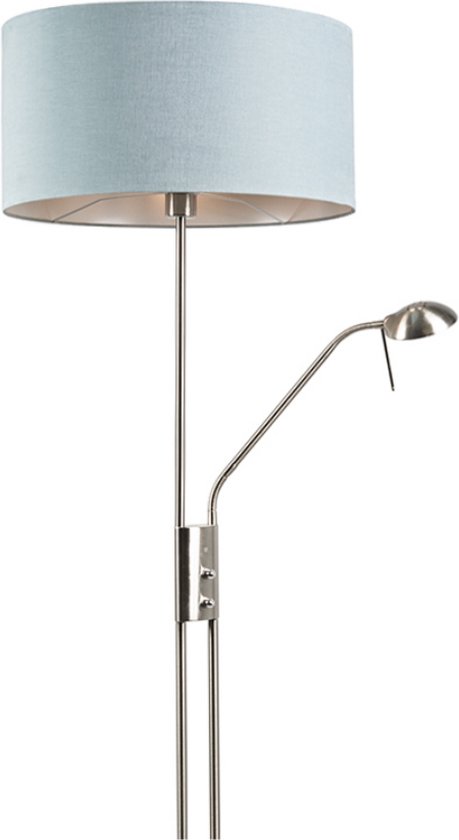 QAZQA Luxor - Moderne Dimbare Vloerlamp | Staande Lamp met flexarm met Dimmer met leeslamp - 1 lichts - H 1790 mm - Blauw - Woonkamer | Slaapkamer | Keuken