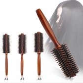 COCHO® Ronde haarborstels met wildzwijnhaar - 2 stuks - Houten borstels met natuurlijke haren - Antistatisch en hittebestendig