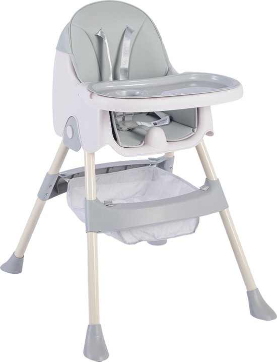 K IKIDO Baby Eetstoel - Kinderstoel - Babytafelstoel - Opvouwbare Eetstoel - Multifunctionele Babystoel Voor Aan Tafel - Dubbele Plaat - Waterdicht - Kinderzetel - Grijs