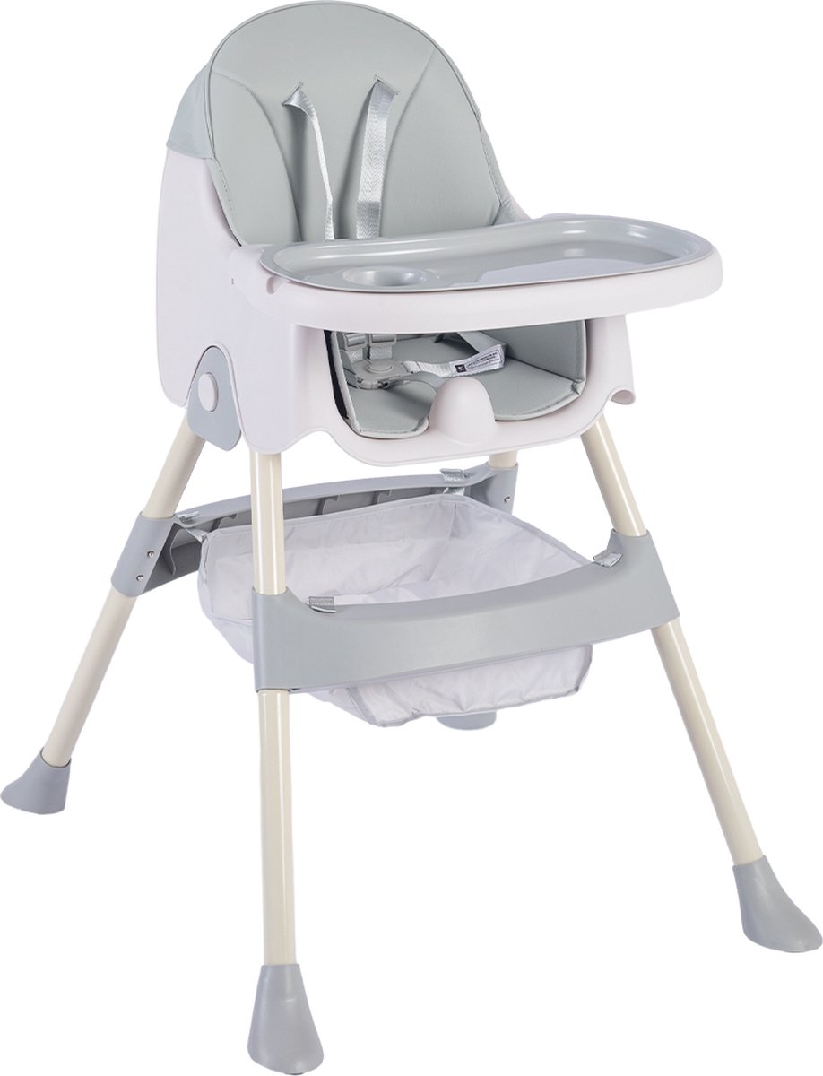 K IKIDO Baby Eetstoel - Kinderstoel - Babytafelstoel - Opvouwbare Eetstoel - Multifunctionele Babystoel Voor Aan Tafel - Dubbele Plaat - Waterdicht - Kinderzetel - Grijs