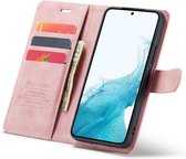 Samsung Galaxy S24 Bookcase hoesje - CaseMe - Effen Roze - Kunstleer