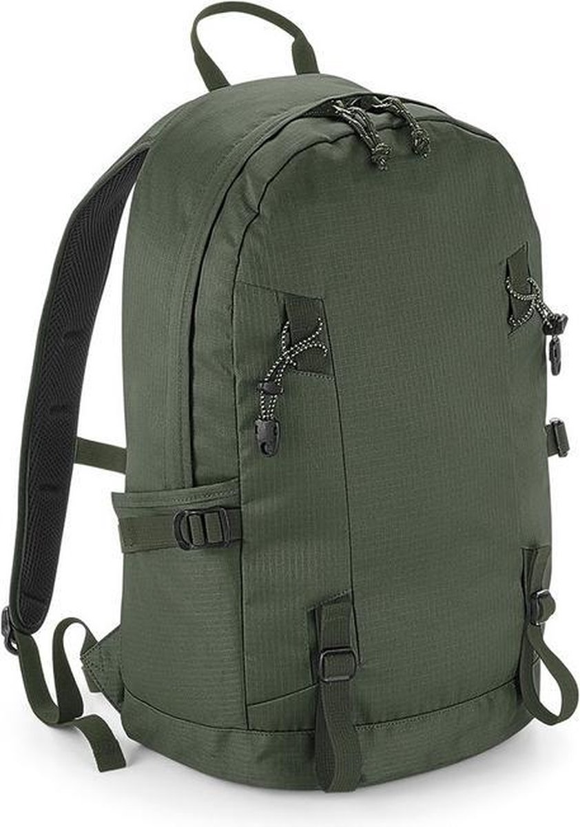 Olijf groene rugzak/rugtas voor wandelaars/backpackers 20 liter - Rugtassen voor op reis - Backpacken - Wandelen - Quadra