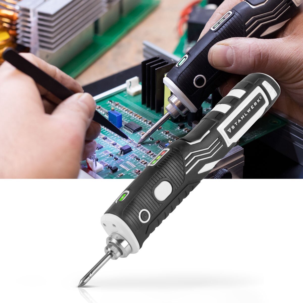 STAHLWERK accu-soldeerbout BLK-8 ST USB-soldeerapparaat | Soldeerstation | Soldeerpistool met 8 Watt vermogen en 480°C piektemperatuur voor solderen en desolderen – foto 2